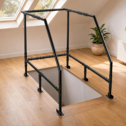 Attic Ladder Safety Railing, Adjustable 3-Sided Attic | Garage Storage - Image 2