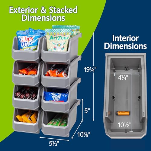 ReadySpace Medium Stackable Plastic Storage Bins, 8-Pack, Gray - Image 4