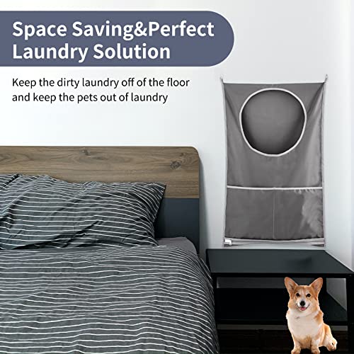 Gray Hanging Laundry Hamper, Over The Door Organizer Bag for Cozy - Image 5