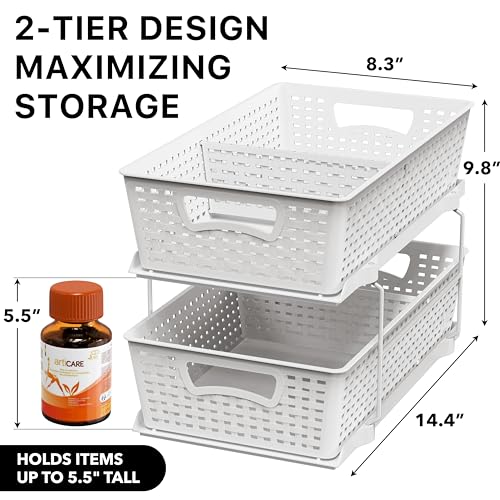 Simple Houseware 2 Tier Pull-Out Sliding Drawer Under Sink - Image 3
