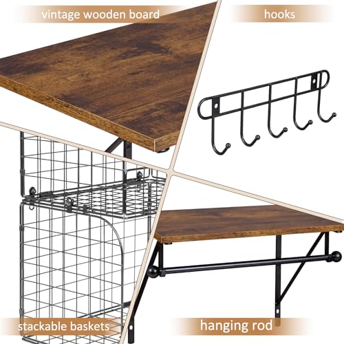 Laundry Room Shelves Wall Mounted with Wire Baskets, | All Products - Image 7