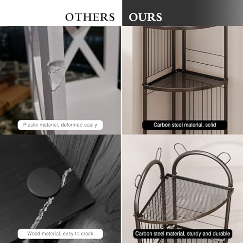 Corner Bathroom Shelf Metal Short Corner Stand Shelf Black - Image 4