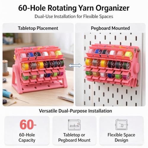 "JQZXHQ Rotating Bobbin Thread Organizer, 60‑Slot Craft & - Image 8