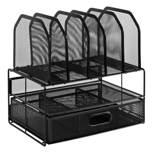 Amazon Basics Mesh Desk Organizer with Sliding Drawer, Double - Image 4