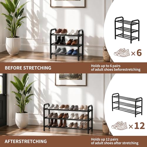 3-Tier Expandable Shoe Rack, Adjustable Shoe Shelf Storage - Image 6
