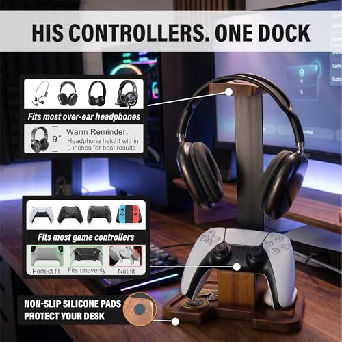 Gaming Equipment Headset Stand with Game Controller Holder & - Image 6