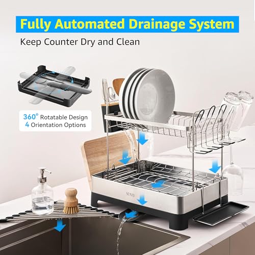 SUNLY 2 Tier Dish Drying Rack, Extra Large Dish Rack - Image 5
