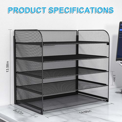 2 Sets 5-Tier Paper Organizer,Paper Tray Holder for Desk - Image 4