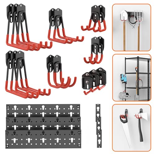TORACK 24 PCS Garage Storage Hooks with Tracks, Wall Mount - Image 2
