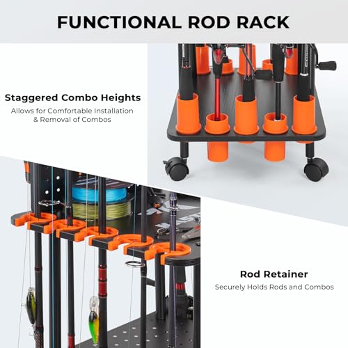 KastKing Gear Trolley V10 Mobile Fishing Rod Holder for 10 Rods - Image 6