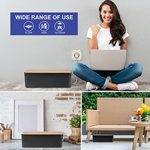 Tuwechen Cable Management Box, Wooden Style Large Cord Organizer - Image 8