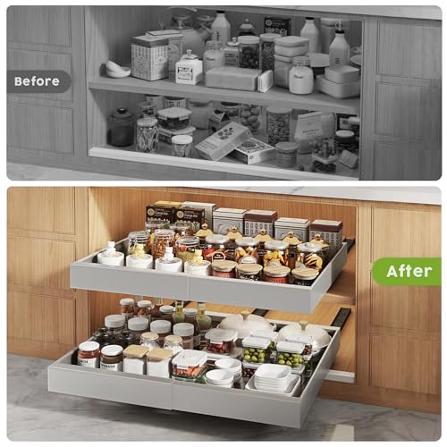 4 Pack Pull Out Cabinet Organizer 21"Deep with Raising Pad - Image 6