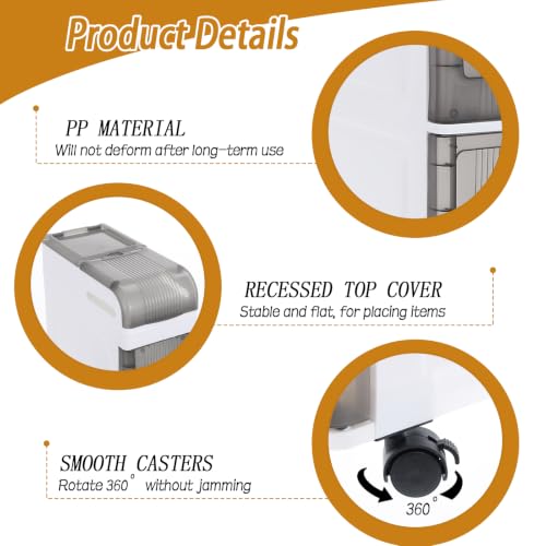 3-Tier Slim Bathroom Storage Cabinet, Narrow Rolling - Image 4