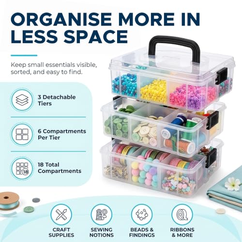 Bins & Things 3-Tier Sewing Kit - Stackable Craft Storage Box - Image 7