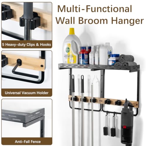 Broom Holder Wall Mount, Broom and Mop Organizer Wall Hanging - Image 4