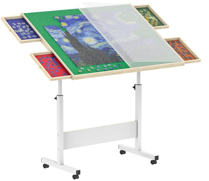 Wooden Puzzle Table with Cover and Drawers – 1500 Piece - Image 1