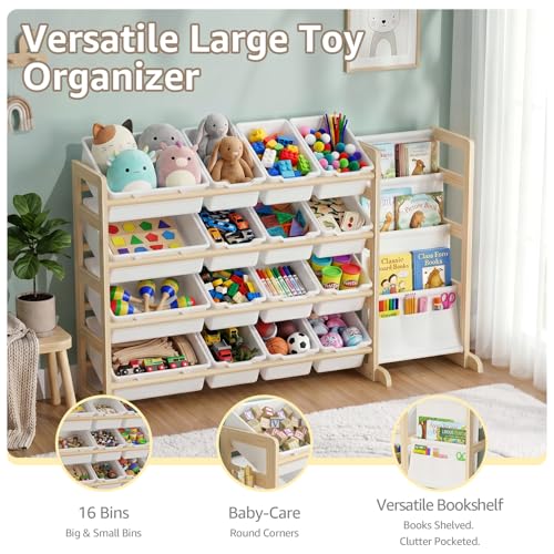 NUTIKAS Toy Storage Organizer with Bookshelf - Wooden 16 - Image 8