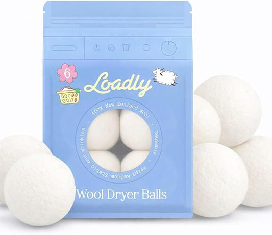 Premium Wool Dryer Balls – XL 6-Pack, 100% New Zealand Wool, Organic & Reusable, Natural Fabric Softener Alternative, Reduces Static, Wrinkles & Drying Time