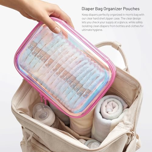 Clear Hard Shell Zipper Organizer Cases, 2 Pack, Iridescent - Image 6
