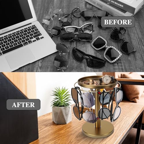 kondyfayo 360° Rotating Sunglass Organizer Storage, Stainless - Image 3