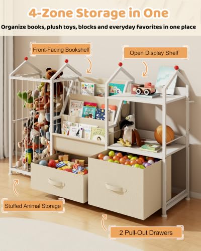 Toy Storage Organizer with Bookshelf and Stuffed Animal Storage - Image 5