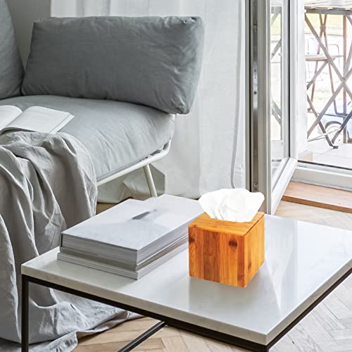 Bamboo Square Tissue Box Cover Holder Case Cover Holder Box - Image 3