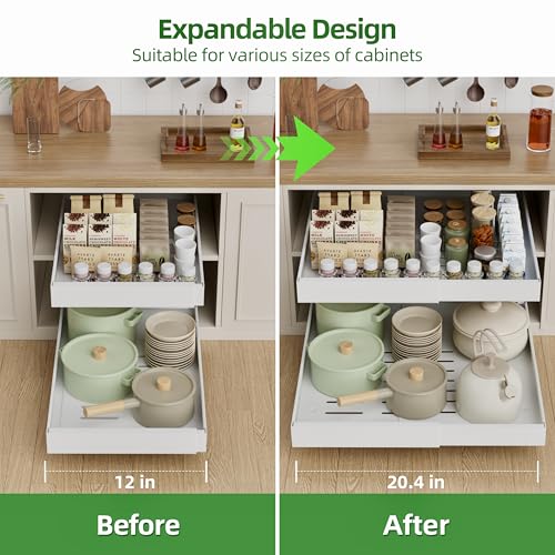 PAKETA 4 Pack Expandable Pull Out Cabinet Organizer,21" Deep - Image 5