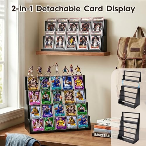 6-Tier Trading Card Display Stand with Top Storage，Wood - Image 7