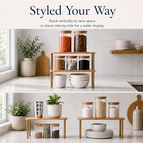 Ibyx Stackable Shelves Organizer for Kitchen, Set of 2 - Image 5