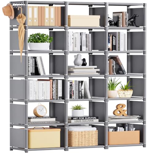 Mavivegue Bookshelf,18 Cube Storage Organizer,DIY Book Shelf Grey - Image 2