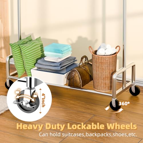 Simple Trending Rolling Clothes Rack, Heavy Duty Garment Rack - Image 5