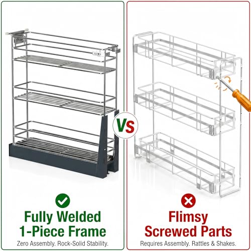 JOWBOOW 4 Inch Pull Out Spice Rack for 9 Inch Base Cabinet - Image 5