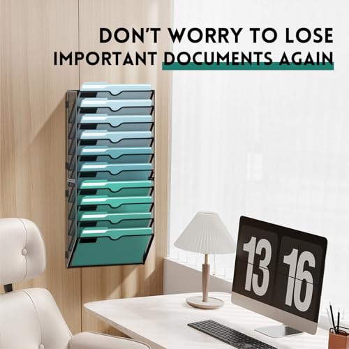 SUPEASY 10-Tier Wall File Organizer, Hanging File Holder - Image 5