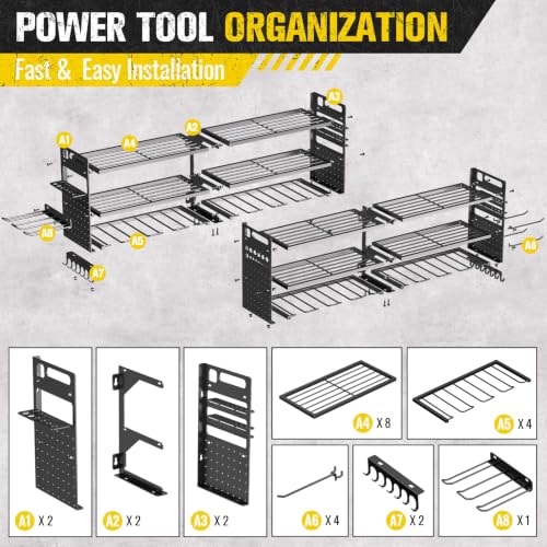 2 Pack Power Tool Organizer Wall Mount, 3-Layer,18 Drill Holders - Image 7
