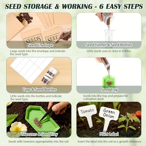 Large Seed Storage Organizer, Great Gifts Gardening Kit (Black) - Image 7