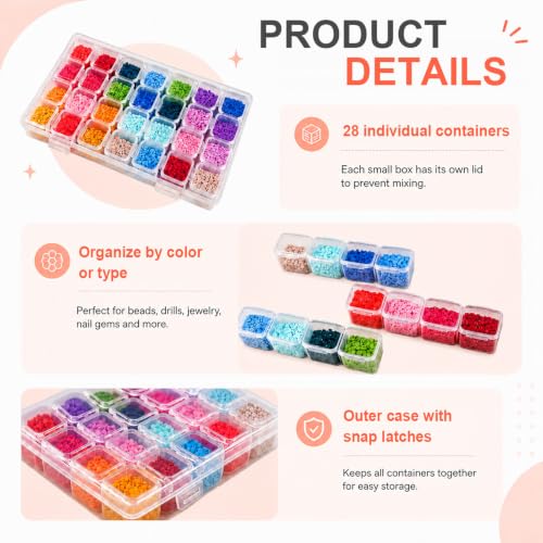 5-Pack 28-Grid Clear Plastic Small Bead Organizer Storage Box - Image 6