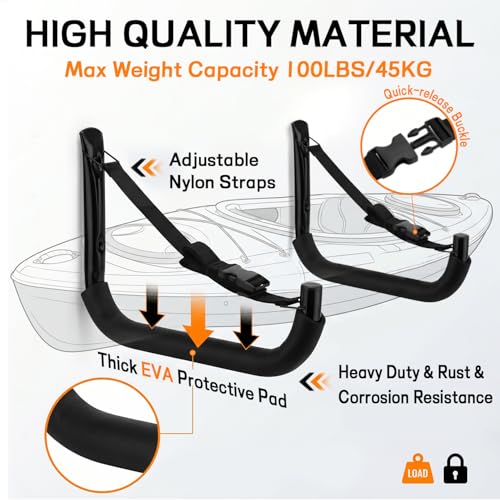 Kayak Storage Rack, Heavy Duty Wall Mount Kayak Hanger - Image 4