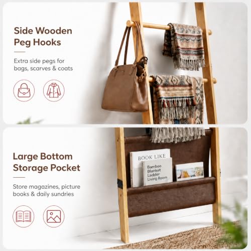 BAMBANG 71" 4-in-1 Blanket Ladder for Living Room, 5-Tier - Image 4
