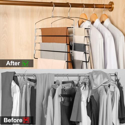 TOPIA HANGER Pant Hangers Space Saving 3 Pack with Non - Image 4