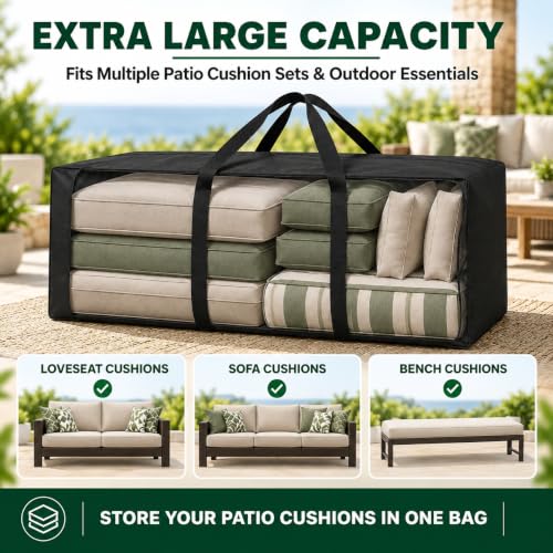 Waterproof Outdoor Patio Cushion Storage Bag with Zipper - Image 6