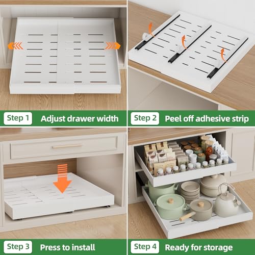 PAKETA 4 Pack Expandable Pull Out Cabinet Organizer,21" Deep - Image 7