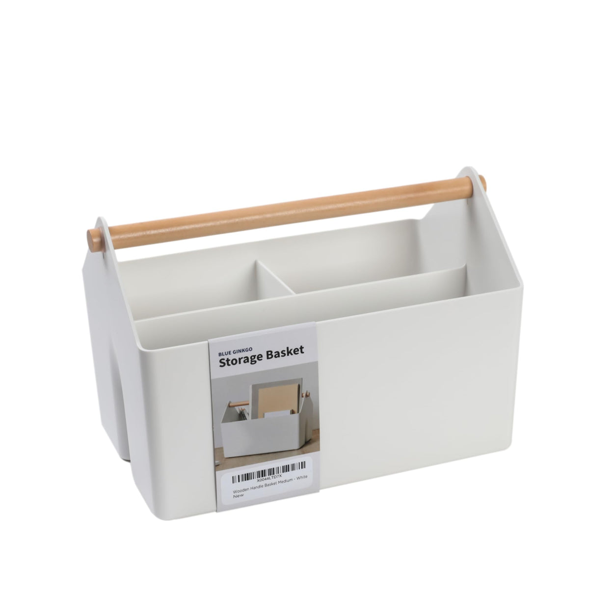 BLUE GINKGO Storage Basket, Medium 4.5L, White, Made in Korea - Image 1