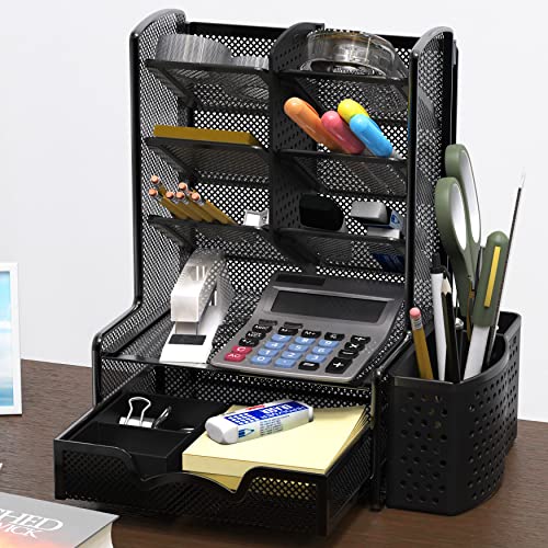 Simple Houseware SHW 6-Compartment Desktop Organizer with Drawer - Image 4