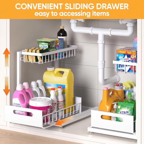 Saydear L-Shaped Under Sink Organizer, 2-Tier Pull-out Cabinet - Image 5
