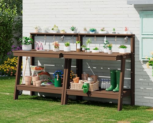 SERWALL 3-Tier Outdoor Potting Bench with Storage,Gardening Table - Image 2