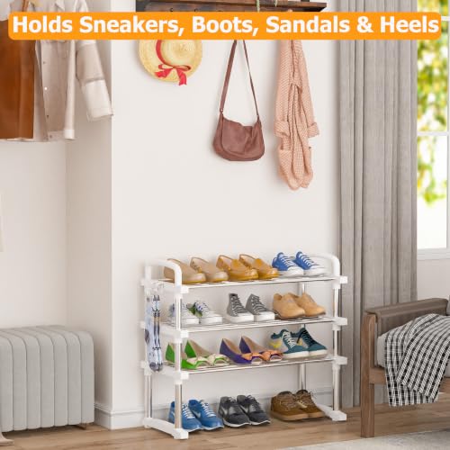REBECAT Expandable Shoe Rack 3 Tier Stainless Steel Closet - Image 5