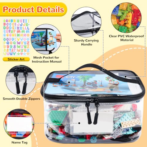 6 Pack Clear Toy Storage Bag with Name Tag& Manual Pocket - Image 5