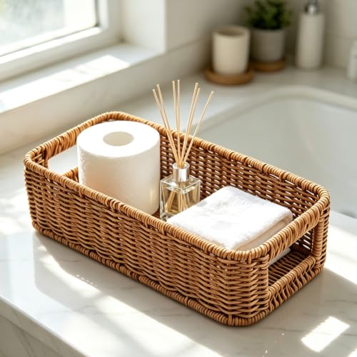 Toilet Tank Basket with Handwoven Built-in Handle, Hand-Woven - Image 5
