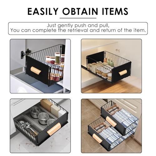 US Pull Out Cabinet Organizer Foldable Metal Slide Out Drawer - Image 5