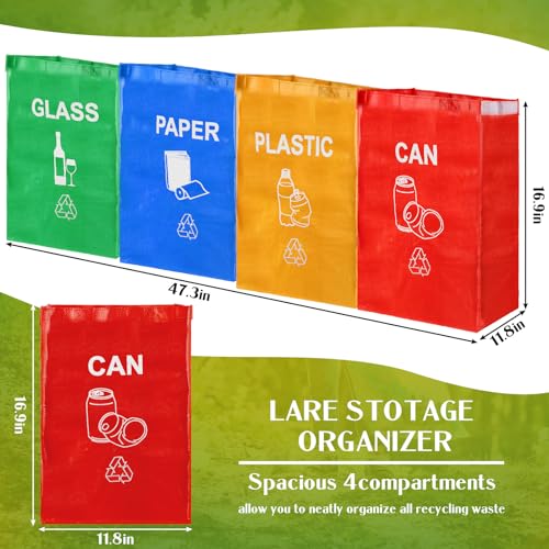 Recycling Waste Bin Bag 4 Pcs Large Separate Recycle Bin - Image 3